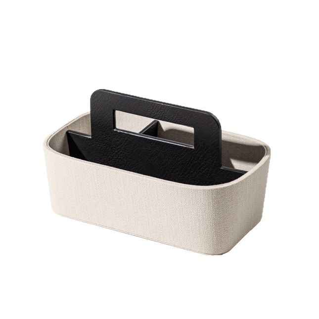 Cutie de depozitare pentru telecomenzi cu compartimente, piele, lux discret, multifuncțională, 2 compartimente