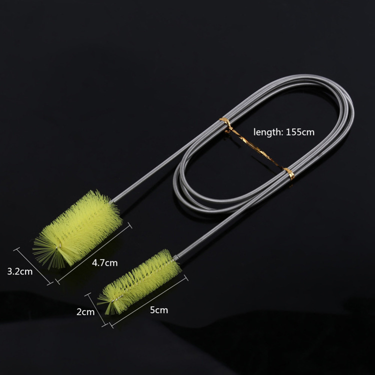 Akvarisztikus csőtisztító kefe – nylon és rozsdamentes acél, rugós kialakítás, 70 g