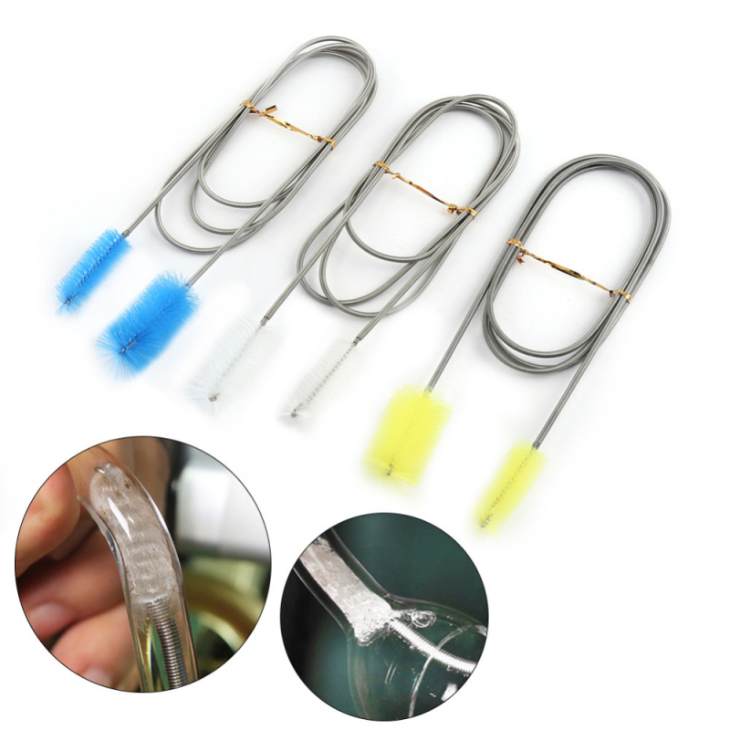 Akvarisztikus csőtisztító kefe – nylon és rozsdamentes acél, rugós kialakítás, 70 g