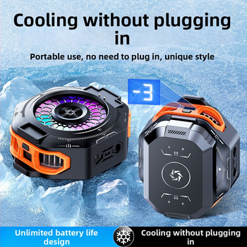 SL53 chladič na mobilný telefón s zadným klipom – výmeniteľná batéria, digitálny displej, magnetické polovodičové chladenie; hmotnosť 150 g, výkon 10 W, ABS, Type-C rozhranie