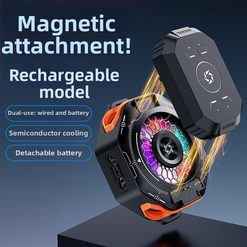 SL53 chladič na mobilný telefón s zadným klipom – výmeniteľná batéria, digitálny displej, magnetické polovodičové chladenie; hmotnosť 150 g, výkon 10 W, ABS, Type-C rozhranie