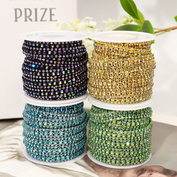 Troredna kandžasta lanac s rhinestones na elektroplatiranom metalu – dodatak za DIY nakit