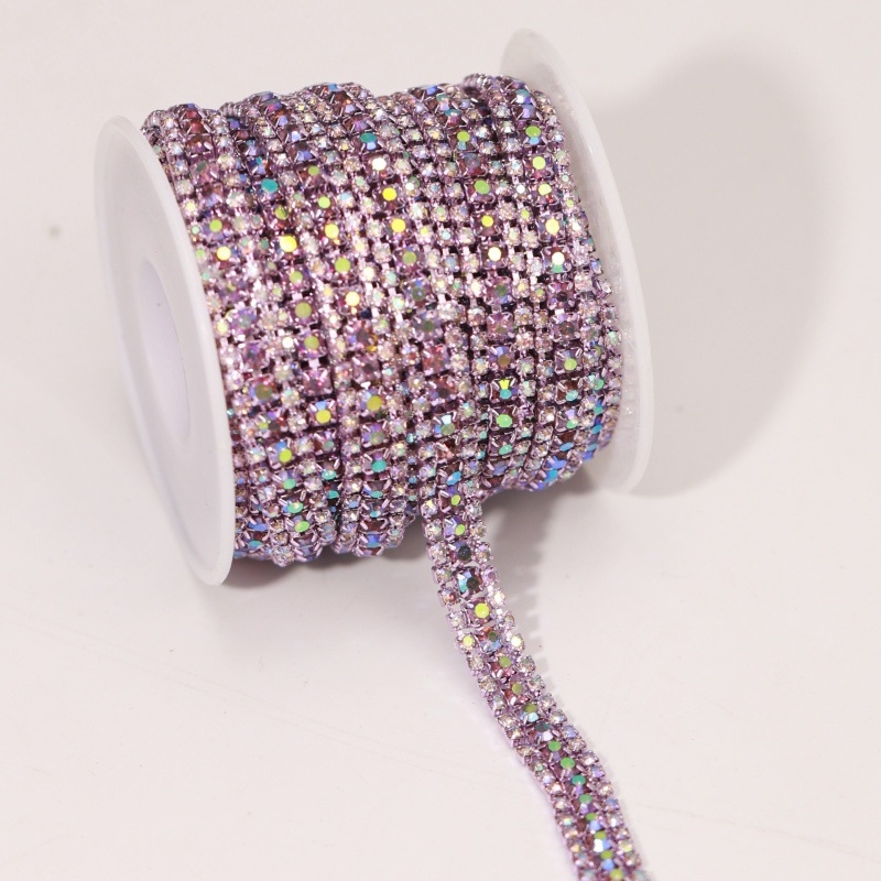 Troredna kandžasta lanac s rhinestones na elektroplatiranom metalu – dodatak za DIY nakit