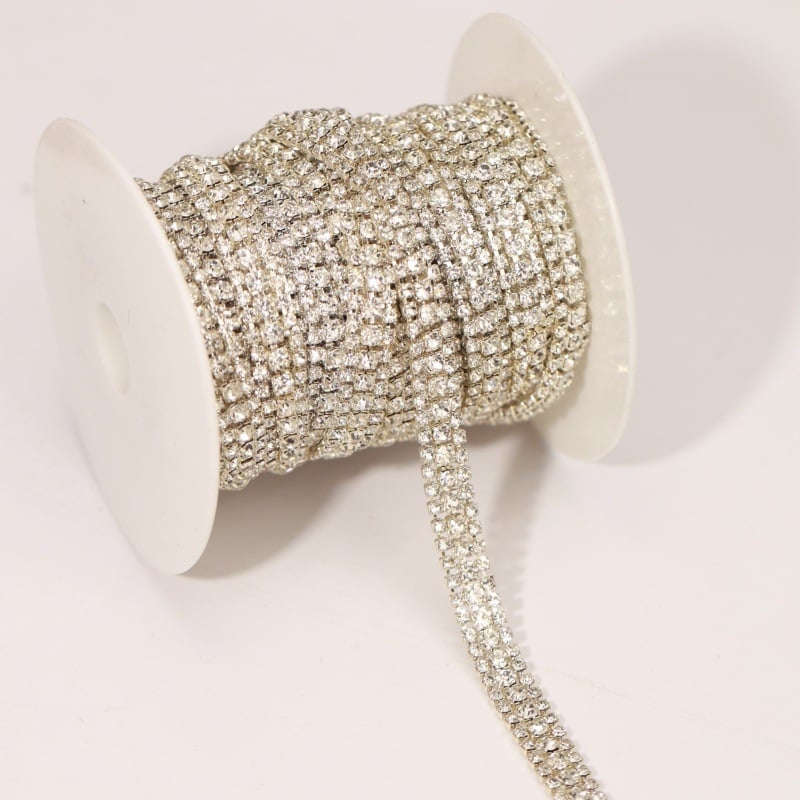 Troredna kandžasta lanac s rhinestones na elektroplatiranom metalu – dodatak za DIY nakit