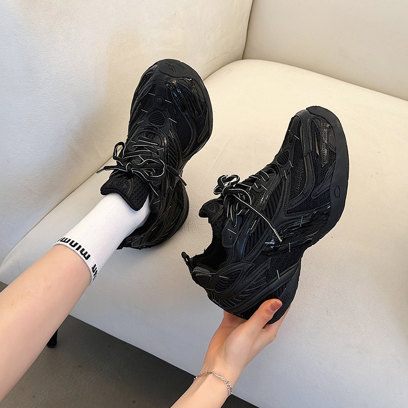 Unisex platform tenisice s dizajnom color-block, gornji dio od mikrovlakana, peta 6–8 cm, protuklizna potplata, PU ulošak