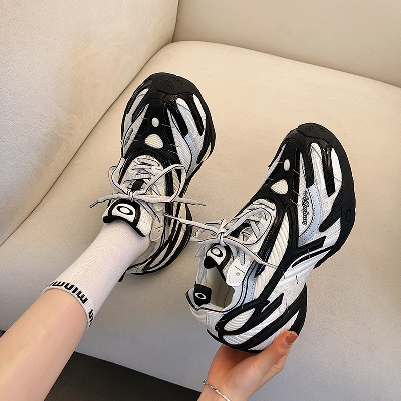 Unisex platform tenisice s dizajnom color-block, gornji dio od mikrovlakana, peta 6–8 cm, protuklizna potplata, PU ulošak