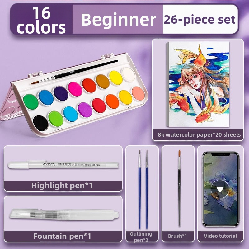 Set akvarel pre študentov — Marley/Marie's značka, materiál: akvarel, balenie: krabička, určenie: maľovanie vodovkami.