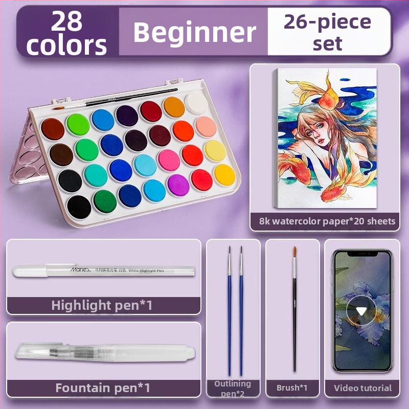 Set akvarel pre študentov — Marley/Marie's značka, materiál: akvarel, balenie: krabička, určenie: maľovanie vodovkami.