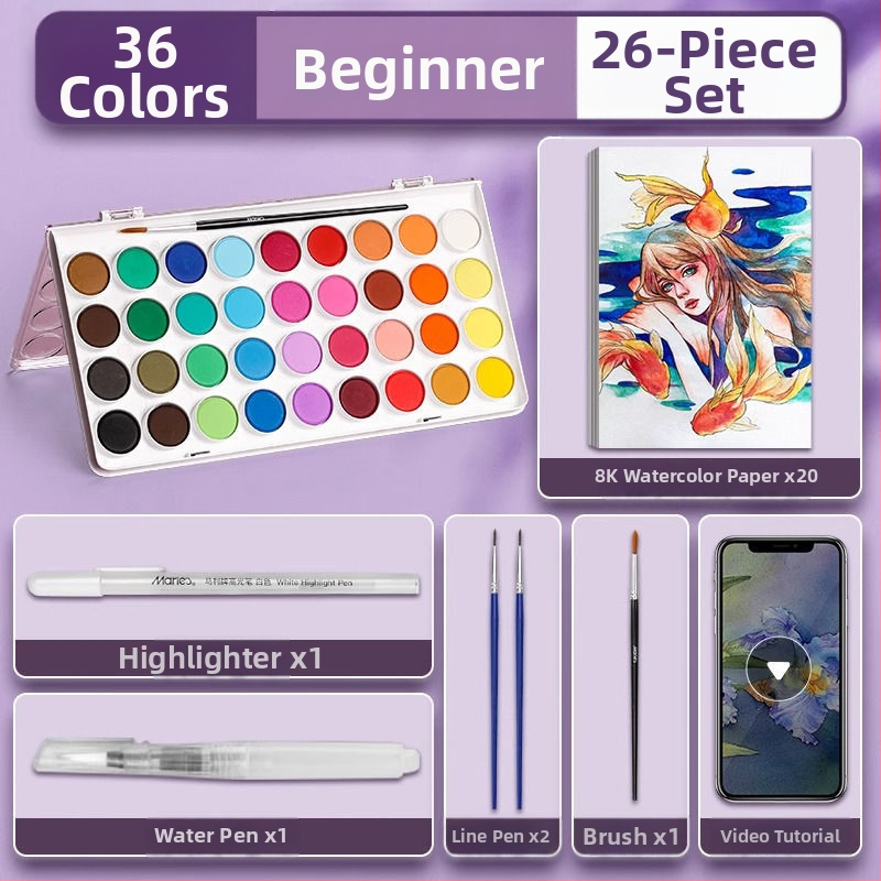 Set akvarel pre študentov — Marley/Marie's značka, materiál: akvarel, balenie: krabička, určenie: maľovanie vodovkami.