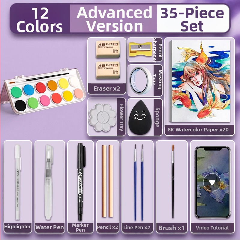 Set akvarel pre študentov — Marley/Marie's značka, materiál: akvarel, balenie: krabička, určenie: maľovanie vodovkami.