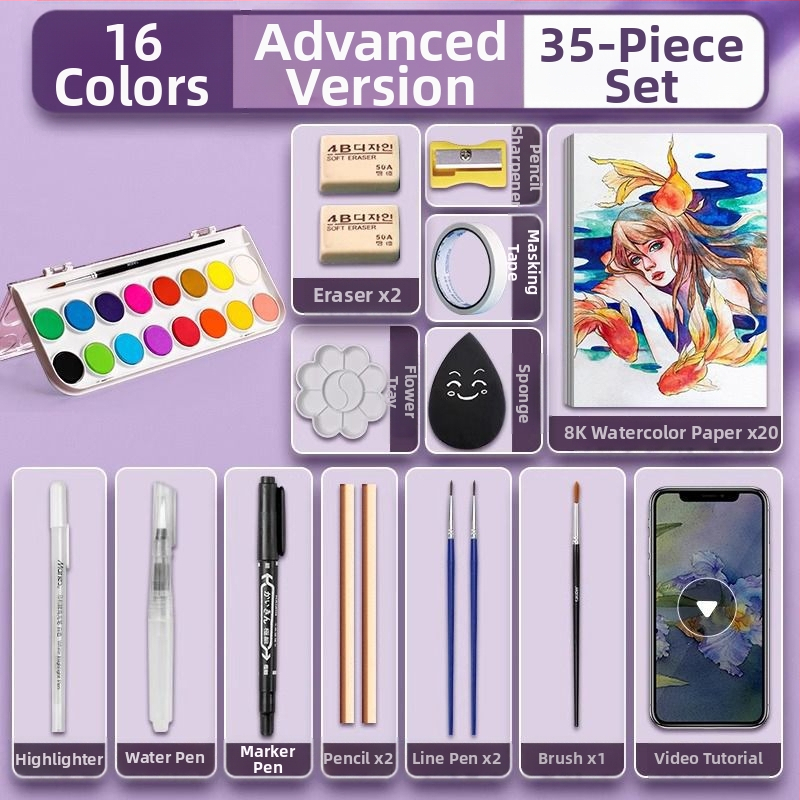 Set akvarel pre študentov — Marley/Marie's značka, materiál: akvarel, balenie: krabička, určenie: maľovanie vodovkami.