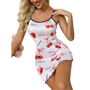 Noćna haljina bez rukava, stil remena, 90–95% poliester, srednja težina 141–160 g/m², bez ovratnika, kućna odjeća za spavanje