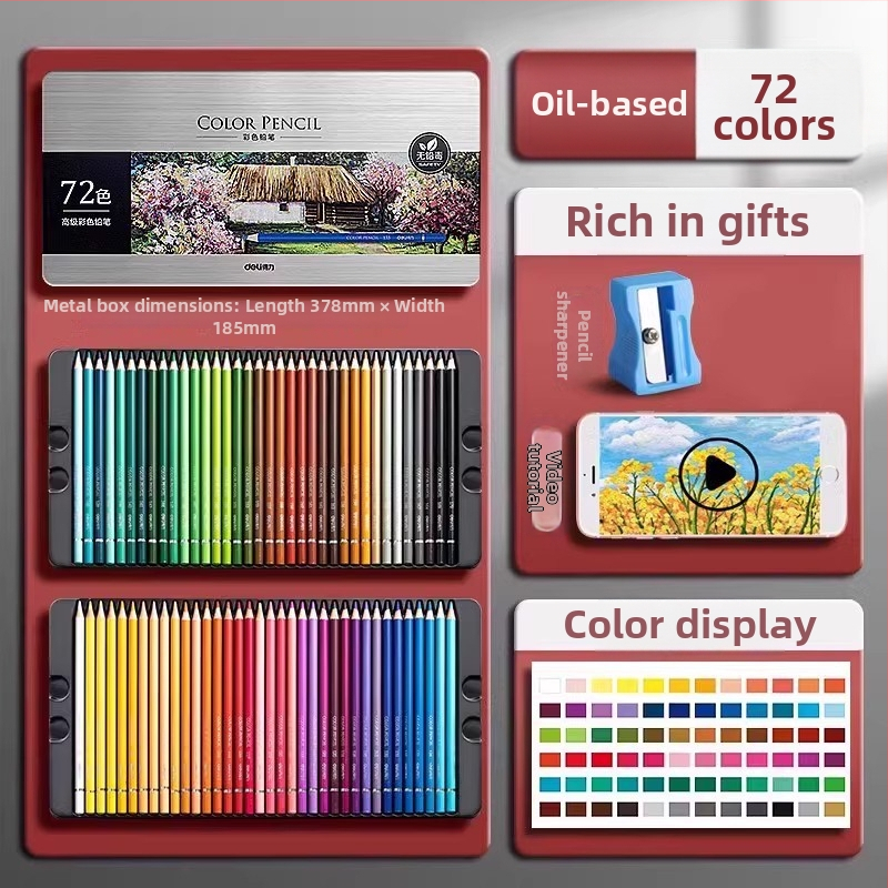 Deli vodou rozpustné farebné ceruzky v kovovej škatuľke pre študentov