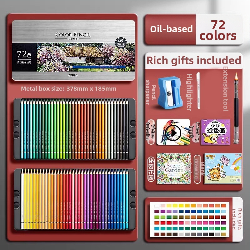 Deli vodou rozpustné farebné ceruzky v kovovej škatuľke pre študentov