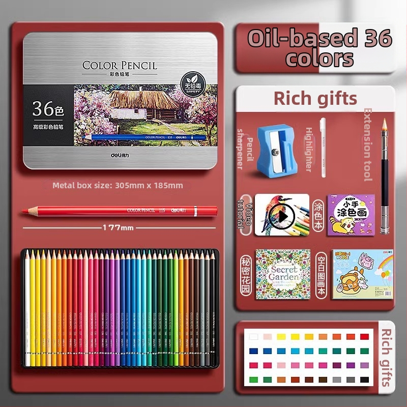 Deli vodou rozpustné farebné ceruzky v kovovej škatuľke pre študentov