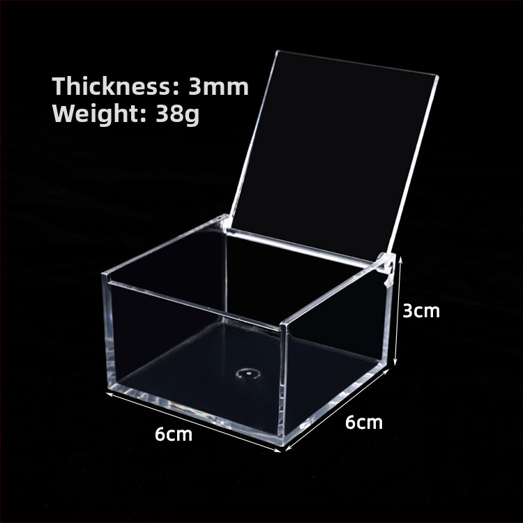 Kryštálovo čistá akrylová krabička s mikro krajinkou pre DIY, štvorcová krabička na skladovanie potravín s viečkom, PS vstrekované liatie, model JA-3010