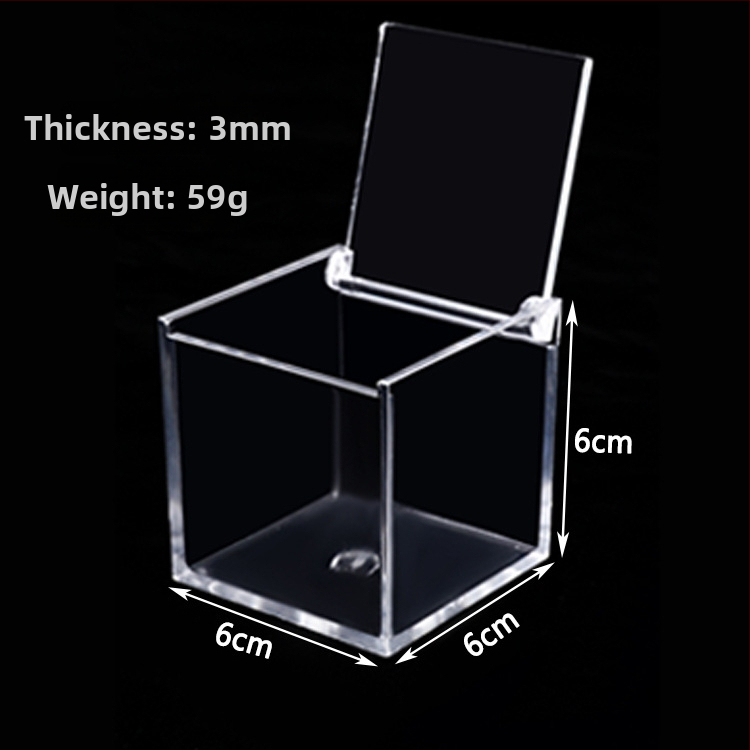Kryštálovo čistá akrylová krabička s mikro krajinkou pre DIY, štvorcová krabička na skladovanie potravín s viečkom, PS vstrekované liatie, model JA-3010