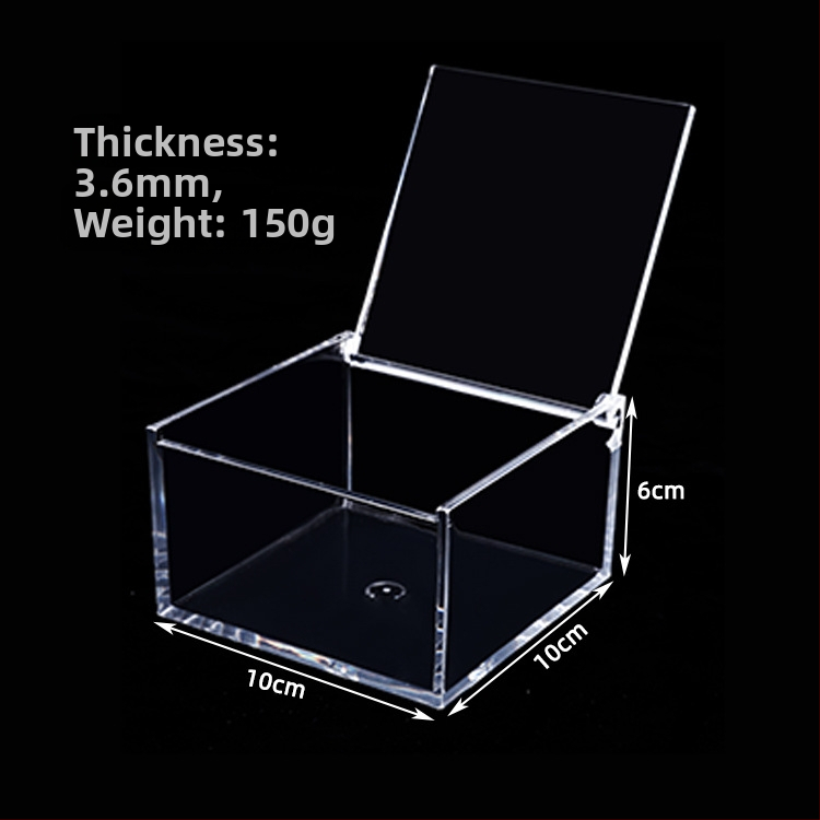 Kryštálovo čistá akrylová krabička s mikro krajinkou pre DIY, štvorcová krabička na skladovanie potravín s viečkom, PS vstrekované liatie, model JA-3010