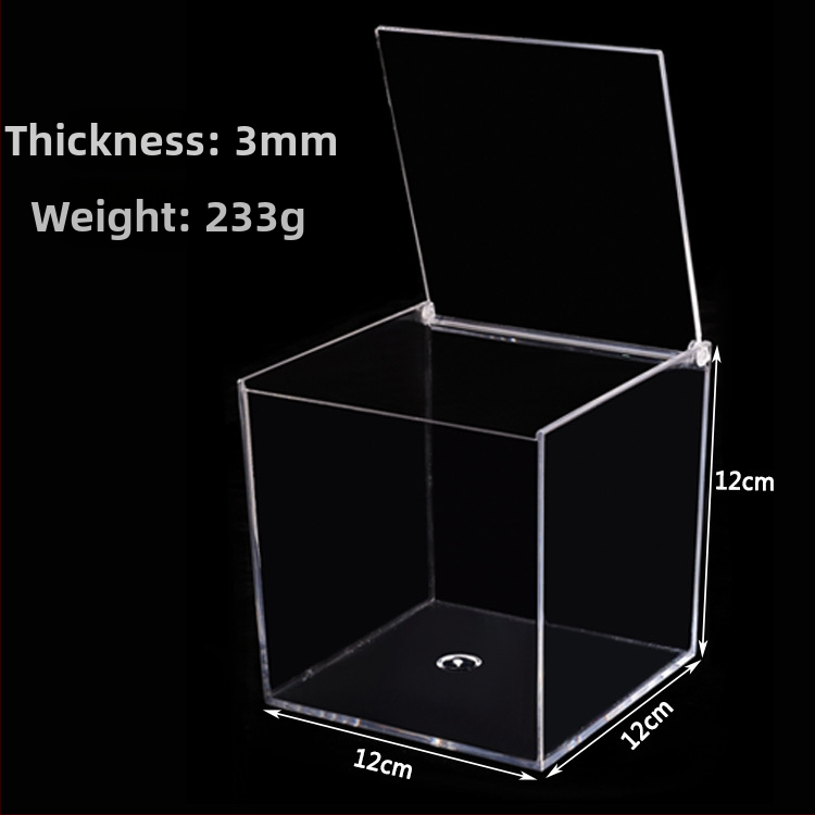 Kryštálovo čistá akrylová krabička s mikro krajinkou pre DIY, štvorcová krabička na skladovanie potravín s viečkom, PS vstrekované liatie, model JA-3010
