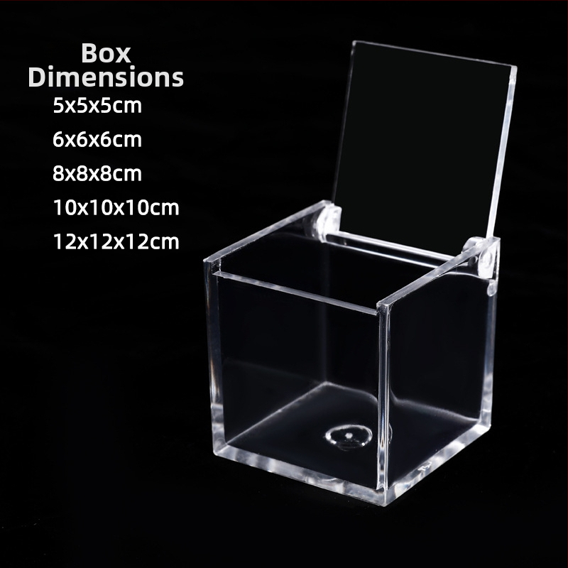 Kryštálovo čistá akrylová krabička s mikro krajinkou pre DIY, štvorcová krabička na skladovanie potravín s viečkom, PS vstrekované liatie, model JA-3010