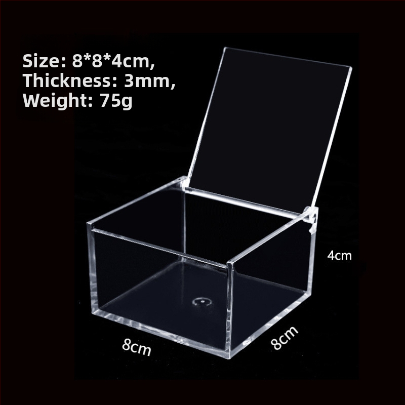 Kryštálovo čistá akrylová krabička s mikro krajinkou pre DIY, štvorcová krabička na skladovanie potravín s viečkom, PS vstrekované liatie, model JA-3010