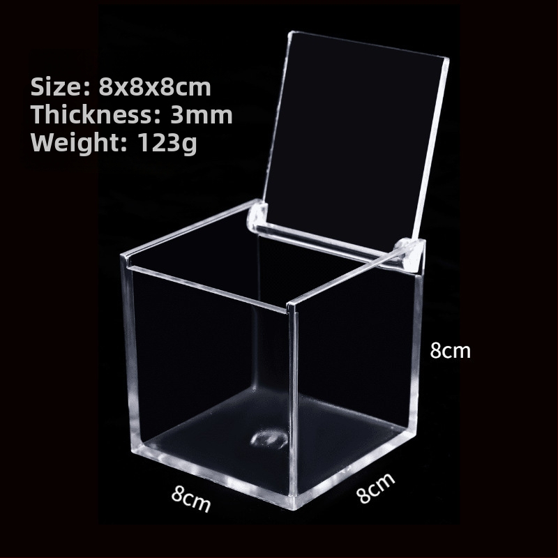 Kryštálovo čistá akrylová krabička s mikro krajinkou pre DIY, štvorcová krabička na skladovanie potravín s viečkom, PS vstrekované liatie, model JA-3010