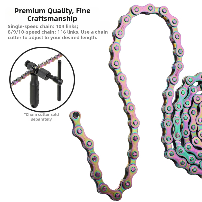 Αλυσίδα ποδηλάτου βουνού για ταχύτητες 1/8/9/10, μήκος 104/116 συνδέσμων, χάλυβας υψηλής περιεκτικότητας, βήμα 12,7.