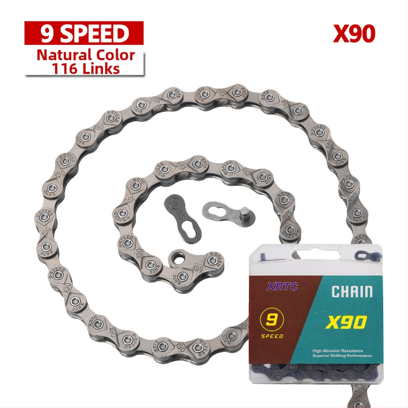 Αλυσίδα ποδηλάτου βουνού για ταχύτητες 1/8/9/10, μήκος 104/116 συνδέσμων, χάλυβας υψηλής περιεκτικότητας, βήμα 12,7.