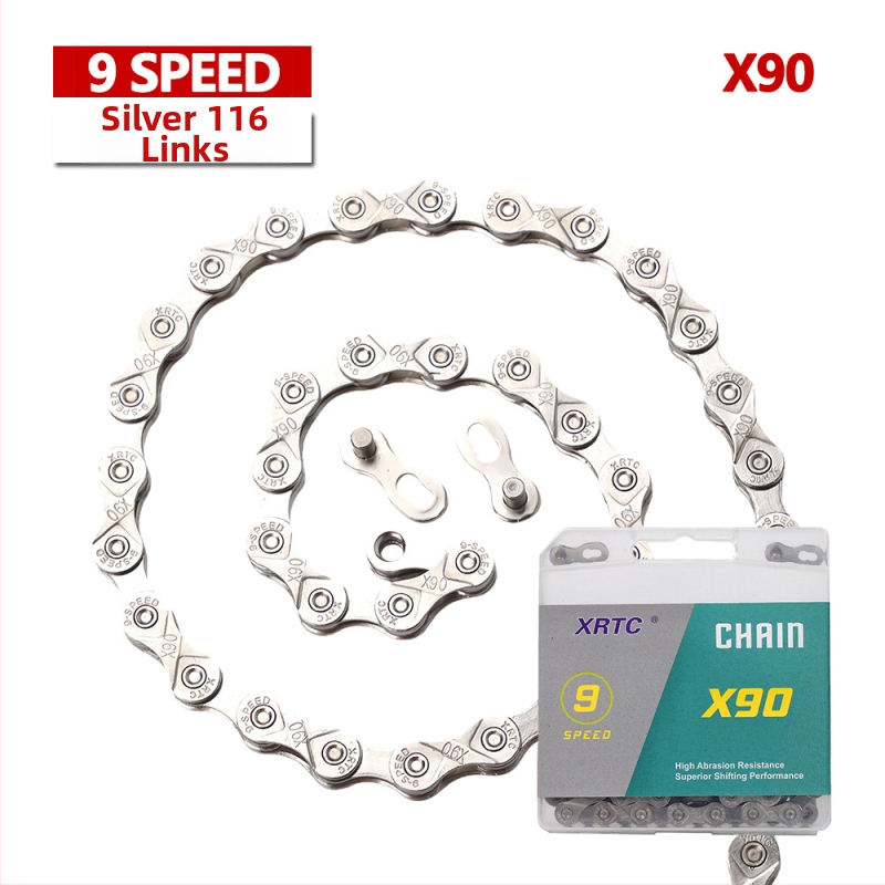 Αλυσίδα ποδηλάτου βουνού για ταχύτητες 1/8/9/10, μήκος 104/116 συνδέσμων, χάλυβας υψηλής περιεκτικότητας, βήμα 12,7.