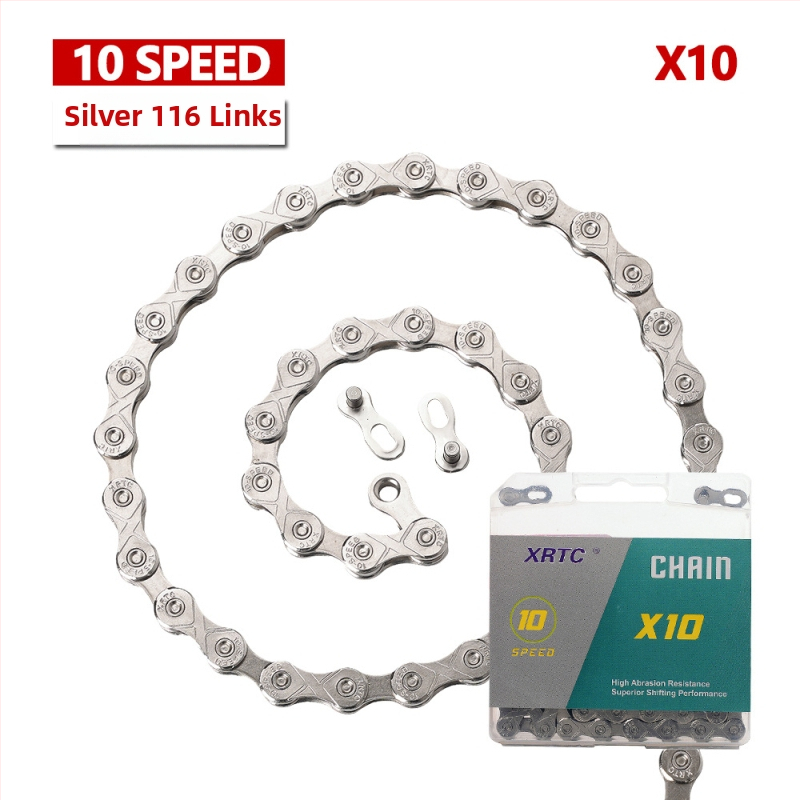 Αλυσίδα ποδηλάτου βουνού για ταχύτητες 1/8/9/10, μήκος 104/116 συνδέσμων, χάλυβας υψηλής περιεκτικότητας, βήμα 12,7.