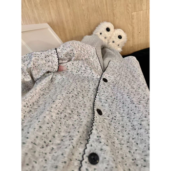 Ženski pižama set u korejskom stilu s floralnim uzorkom, kardigan stil, dugi rukavi i hlaće, ultra-tanki Cloud Cotton, može se nositi i izvan kuće