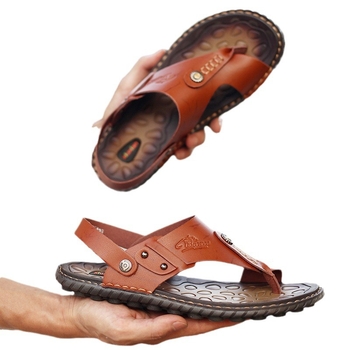 Férfi szandálok — két réteg marhabőr felsőrész, gumitalp, szabadidős stílus