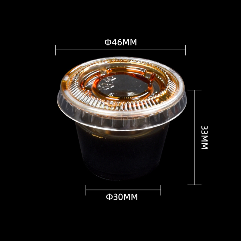 Jednokratne okrugle PET plastične čašice s poklopcem za umake i pudinge, zapremina manje od 100 ml, set