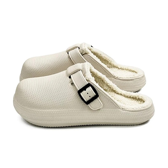 Papuče za muškarce: pliš papuče od pamuka Birkenstock stil, jesen-zima 2024; gornji materijal: guma; podstava: pliš; zatvaranje: slip-on