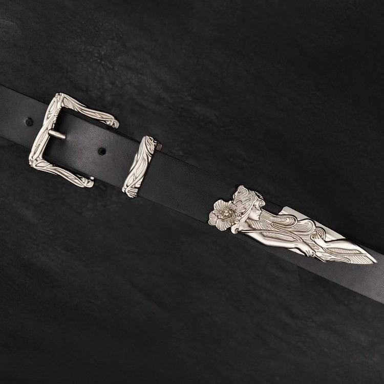 Unisex kaiš s vintage metalnim izrezbarenim cvjetnim motivom, PU koža, kopča od legure, zaključavanje pin kopkom, širina 2-4 cm, proljeće 2025
