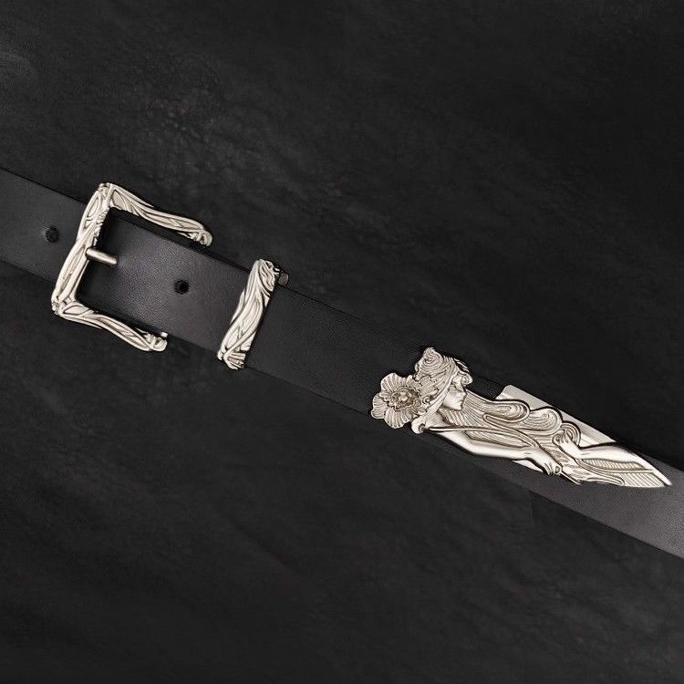 Unisex kaiš s vintage metalnim izrezbarenim cvjetnim motivom, PU koža, kopča od legure, zaključavanje pin kopkom, širina 2-4 cm, proljeće 2025