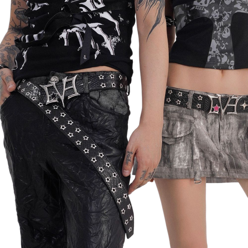 PU pojas s zakovicama, težak punk Y2K dizajn niše, kopča od legure s pločastim završetkom, reljefni završetak i elektroplate, zima 2025