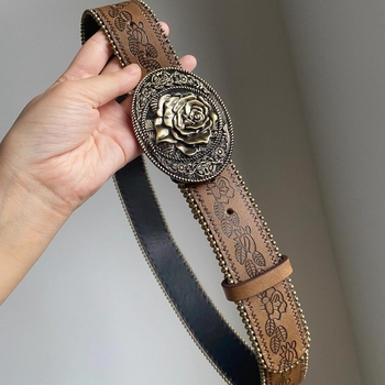 Centură din piele artificială, stil vintage, cataramă din aliaj, lățime groasă (>4 cm), finisaj electroplacat