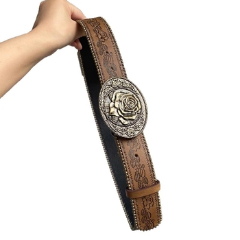 Centură din piele artificială, stil vintage, cataramă din aliaj, lățime groasă (>4 cm), finisaj electroplacat