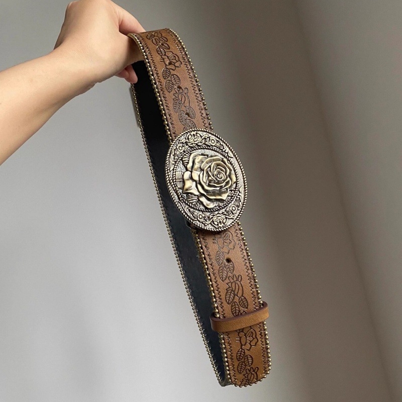 Centură din piele artificială, stil vintage, cataramă din aliaj, lățime groasă (>4 cm), finisaj electroplacat