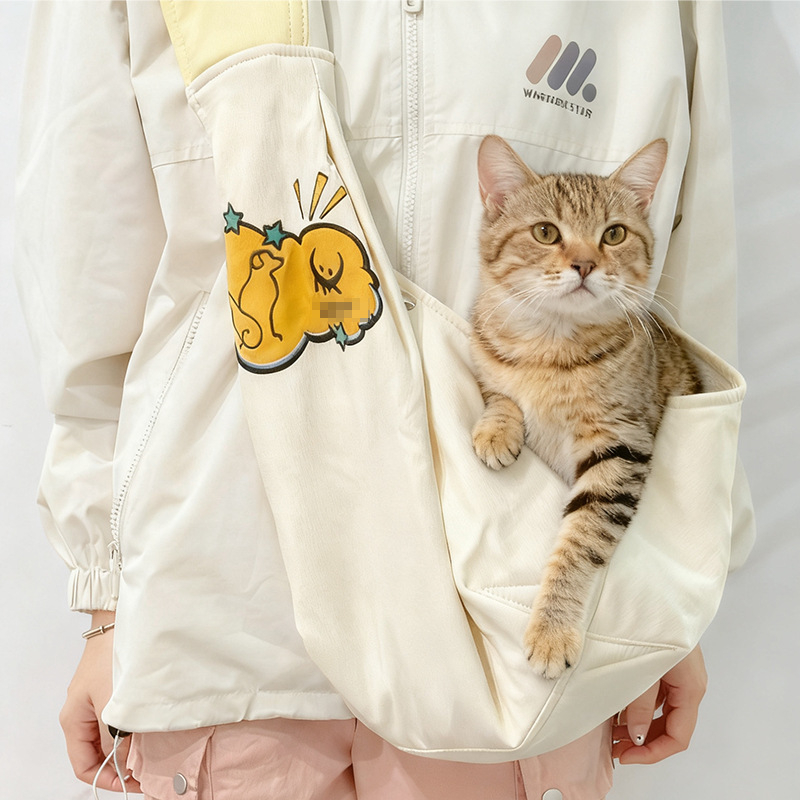 Geantă sling pentru animale de companie, pentru pisici și câini mici, cu gaură pentru cap, portabilă pentru exterior (bumbac • Modelul 4 • moale mediu)