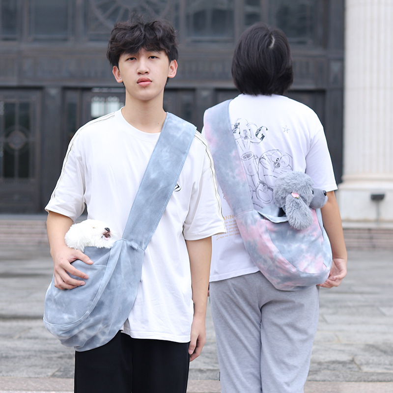 Geantă de purtare pentru animale din pânză, Tie-Dye, pentru pisici și câini mici, model 3503346, brand Anchong, capacitate până la 6,5 kg pisică / 3,5 kg câine