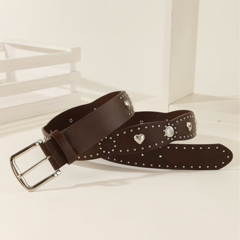 Ženski kaiš u američko-retro stilu • PU materijal • metalna kopča • kopčanje s klinom • jesen 2025 • casual stil / gradska svakodnevica