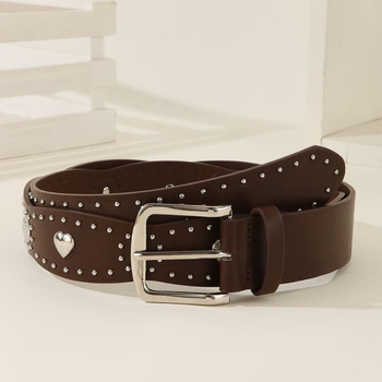 Ženski kaiš u američko-retro stilu • PU materijal • metalna kopča • kopčanje s klinom • jesen 2025 • casual stil / gradska svakodnevica