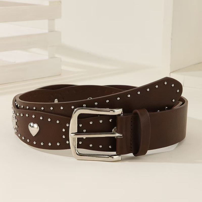 Ženski kaiš u američko-retro stilu • PU materijal • metalna kopča • kopčanje s klinom • jesen 2025 • casual stil / gradska svakodnevica