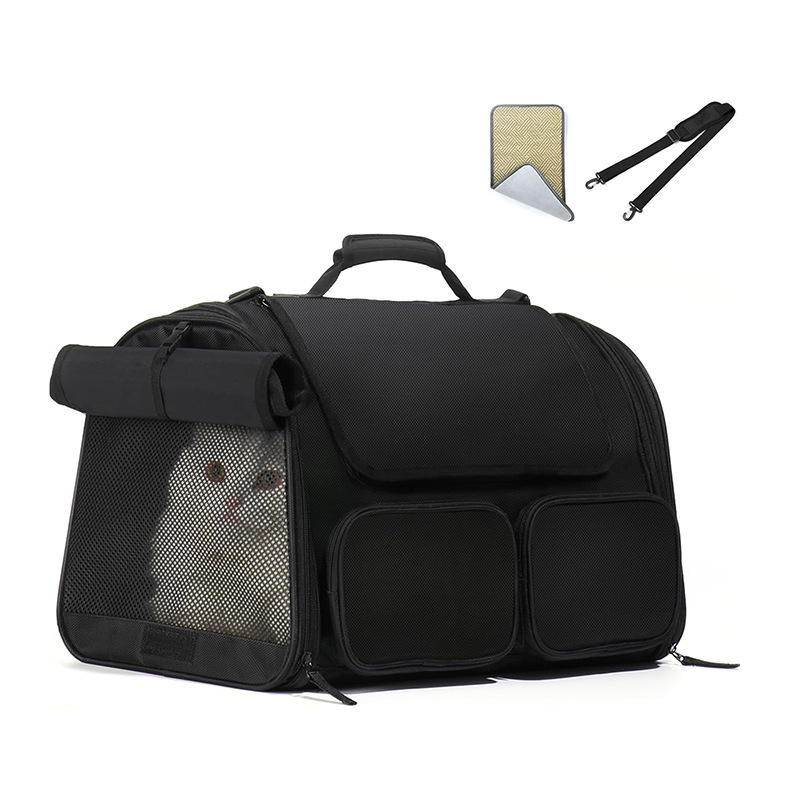 Torba za prijevoz mačaka i malih pasa za putovanje, najlon, velika kapaciteta, mekana konstrukcija, jedinstven jednobojni uzorak