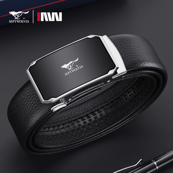 Septwolves muški kaiš s automatskom kopčom, prirodna koža prvog sloja, kopča od legure, elektroplatirana završna obrada