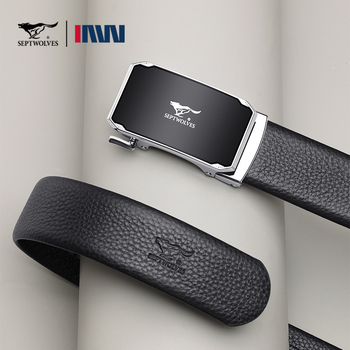 Septwolves muški kaiš s automatskom kopčom, prirodna koža prvog sloja, kopča od legure, elektroplatirana završna obrada