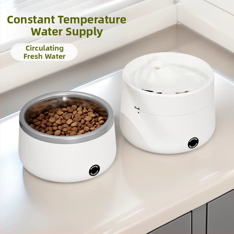 Posuda za vodu za kućne ljubimce od nehrđajućeg čelika s automatskim hranjenjem i grijačem vode s konstantnom temperaturom za pse i mačke