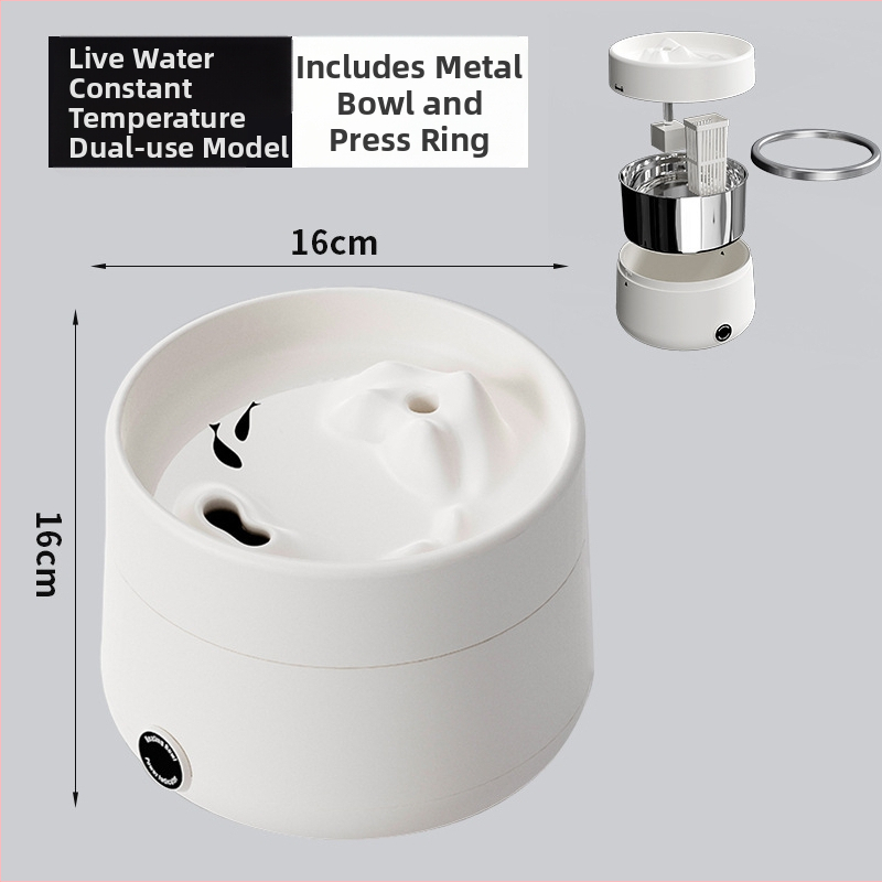 Posuda za vodu za kućne ljubimce od nehrđajućeg čelika s automatskim hranjenjem i grijačem vode s konstantnom temperaturom za pse i mačke
